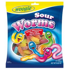  Sour Worms - Kirpeät hedelmäkumimadot, 250g