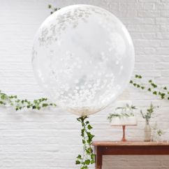  Jätti-konfetti-ilmapallo, valkoiset konfetit, 3kpl