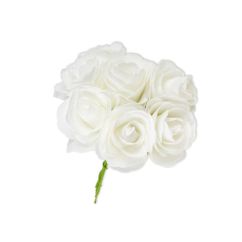  Ruusukimppu - Vaahtoruusu Valkoinen, 8 ruusua, 15cm