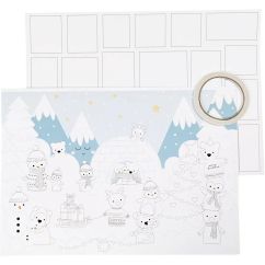  Joulukalenteri omilla piirustuksilla - Talvimaisema, 3kpl