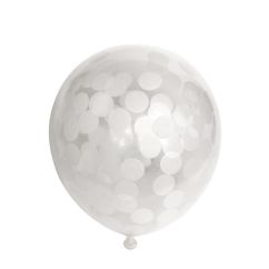  Konfetti-ilmapallot, Valkoiset konfetit, 6 kpl