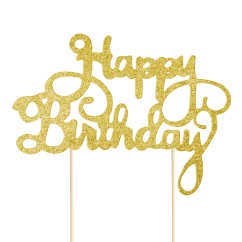 Kakkukoriste, Happy Birthday, Kulta Glitteri