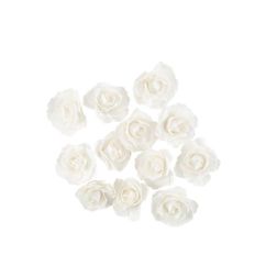  Koristekukat - Valkoiset ruusut tarralla, 3,5cm, 12kpl