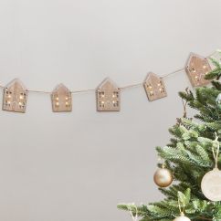  Jouluviiri, puiset piparkakkutalot LED-valoilla