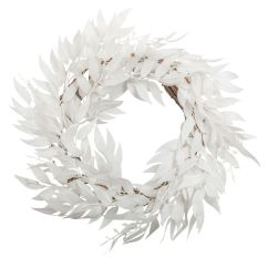  Seppele, Valkoiset lehdet glitterillä, 50cm