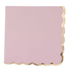  Vaaleanpunaiset lautasliinat - kultainen reuna, 16 kpl