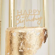  Kultainen kakkukoriste, Happy Birthday, Akryyli