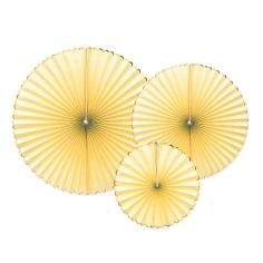  Paperiviuhkat keltaiset 3 kpl - Candy Pastel