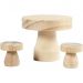  Miniatyyri - Puinen sienipöytä ja -tuolit