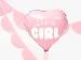  Foliopallo - Vaaleanpunainen sydän - It's a Girl, 45cm