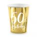  Kultaiset pahvimukit, 50th Birthday, 6kpl