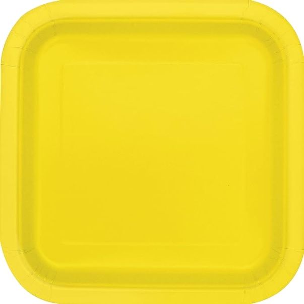  Pahvilautaset - Kirkkaan keltainen neliö, 18cm, 16kpl