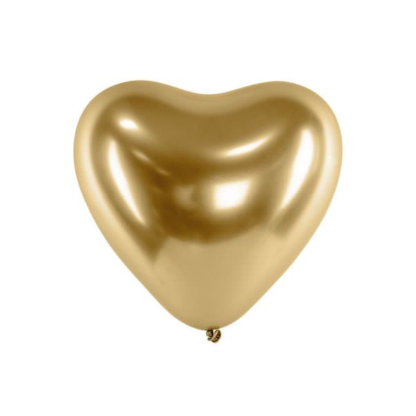  Sydänmuotoiset Chrome ilmapallot, Kulta, 27cm, 50kpl
