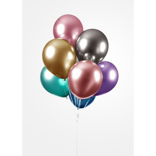  Chrome ilmapallot, värisekoitus, 30cm, 10kpl