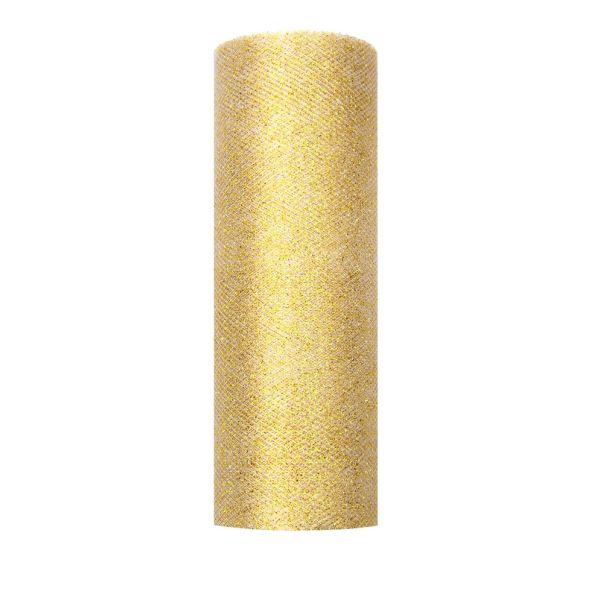  Glitterinen tylli - Kulta, 15cm x 900cm