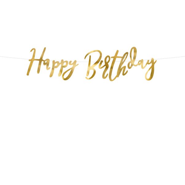  Banneri "Happy Birthday" - Kulta