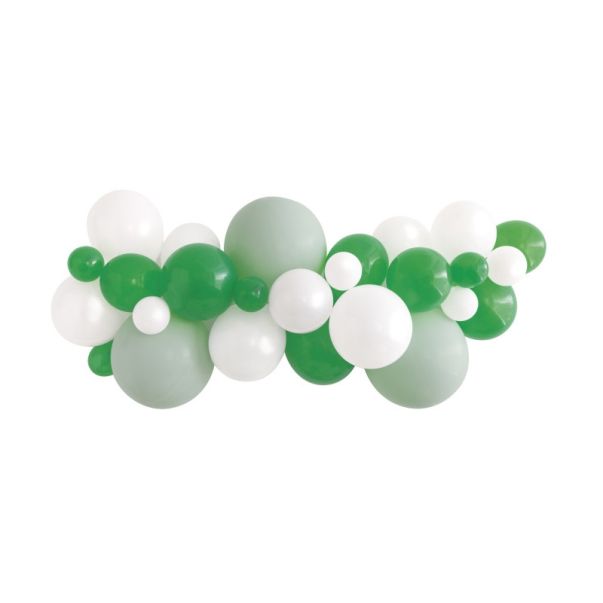  Ilmapallokaari - Vihreä/valkoinen, 27 ilmapalloa