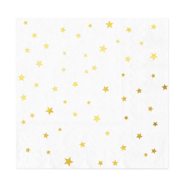  Lautasliinat - Valkoinen, Kultaiset tähdet, 10kpl